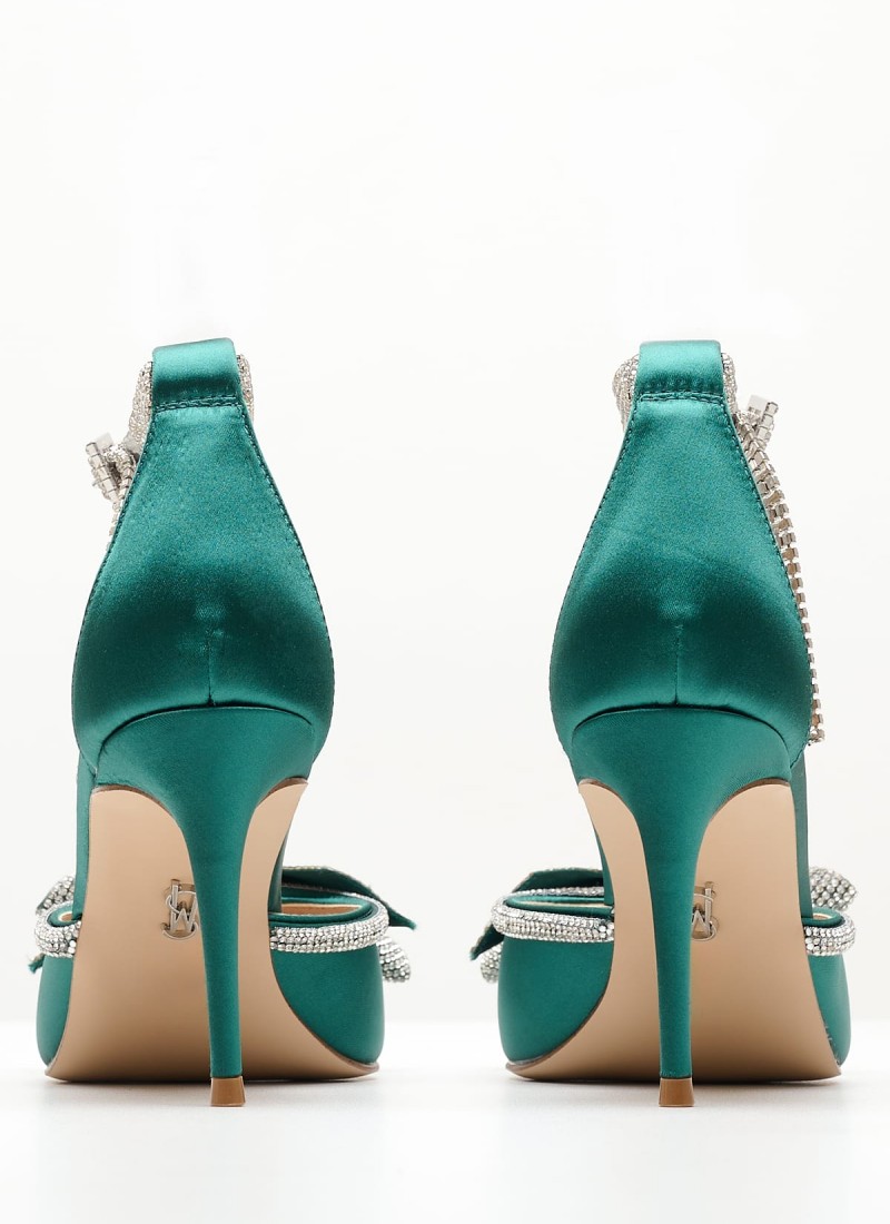 Women Pumps Peeptoes Low Live.Up Green Fabric mortoglou.gr eshop