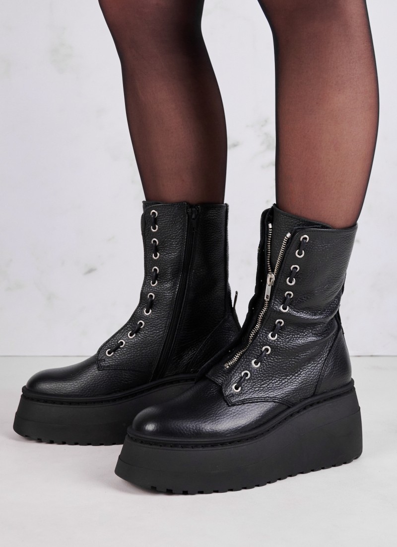 Women Boots Pearl Black Leather mortoglou.gr eshop