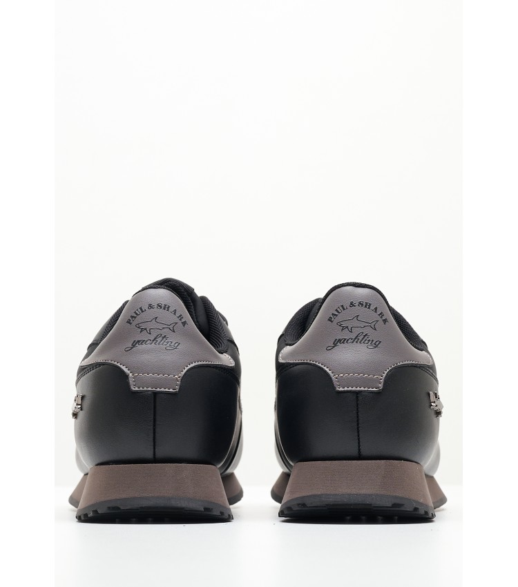 Ανδρικά Παπούτσια Casual 13318007 Μαύρο Δέρμα Paul & Shark