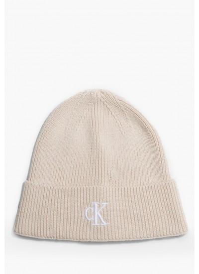 Women Caps  Archive.Beanie Beige Nylon Calvin Klein