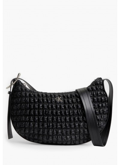 Women Bags Crescent.Buckle Black ECOleather Calvin Klein