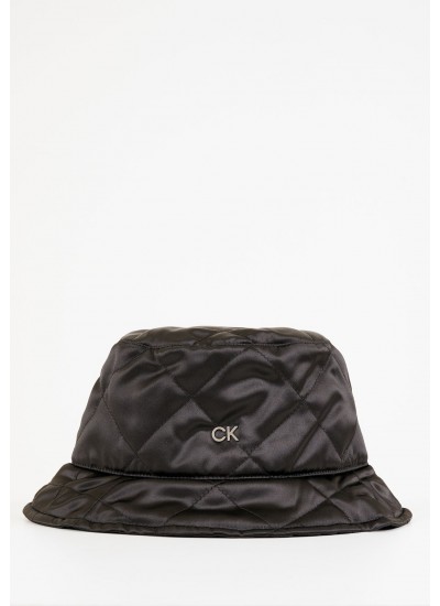 Women Hats Diamond.Quilt Black Fabric Calvin Klein