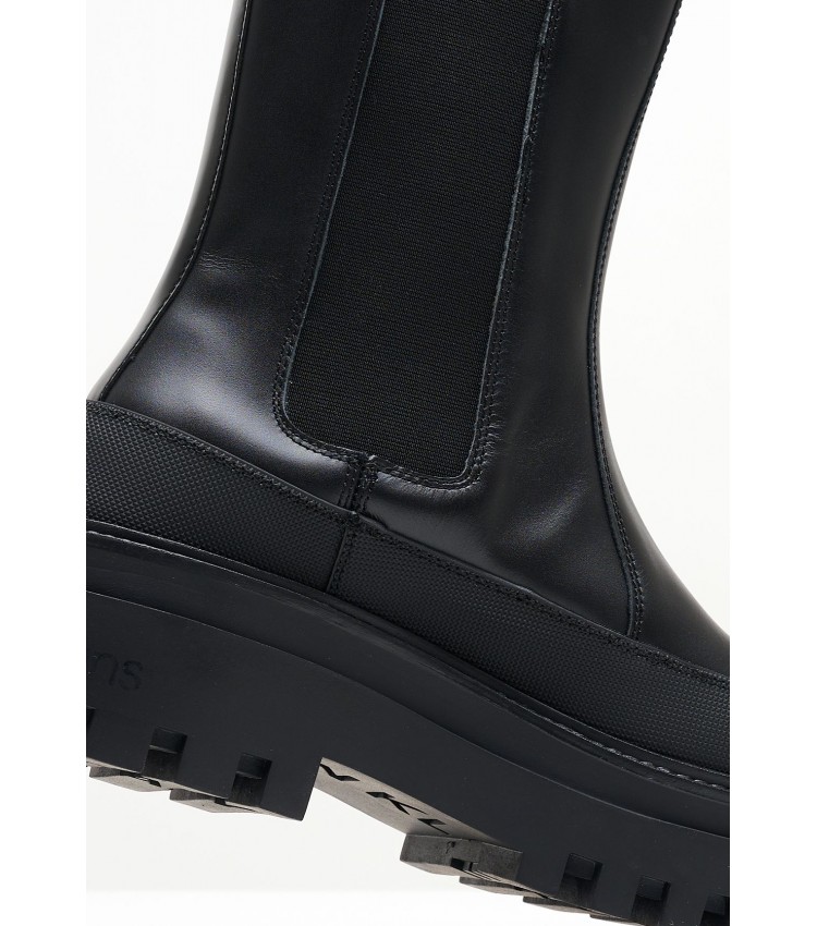 Women Boots Flatform.Chelsea Black Leather Calvin Klein