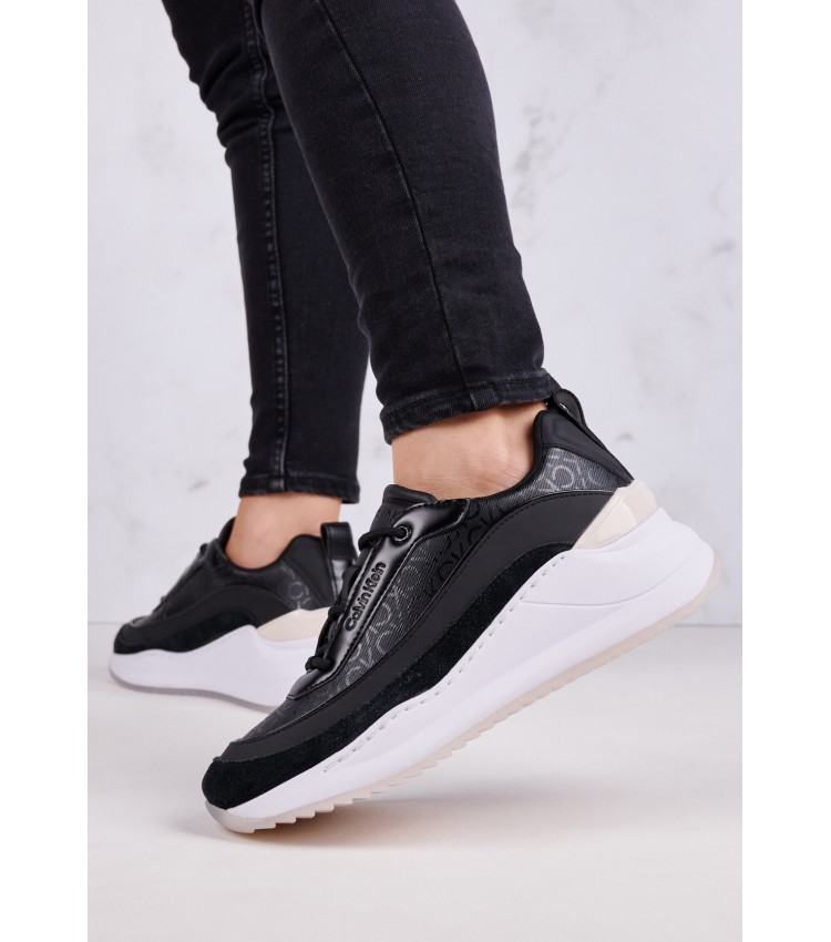 Women Casual Shoes Intern.Wedge Black Leather Calvin Klein