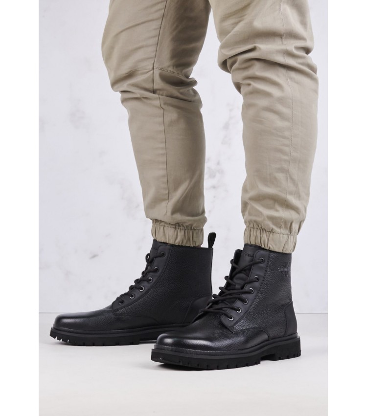 Men Boots Mid.Boot Black Leather Calvin Klein