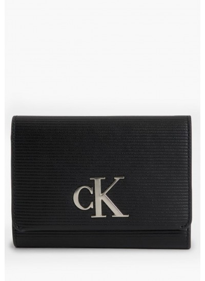 Women Wallets Minimal.Trifold Black ECOleather Calvin Klein