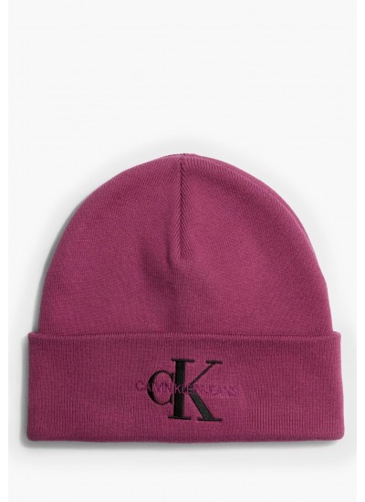 Women Caps  Monologo.Embro Purple Cotton Calvin Klein