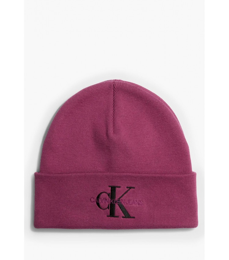 Women Caps  Monologo.Embro Purple Cotton Calvin Klein