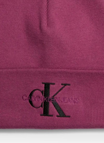 Women Caps  Monologo.Embro Purple Cotton Calvin Klein