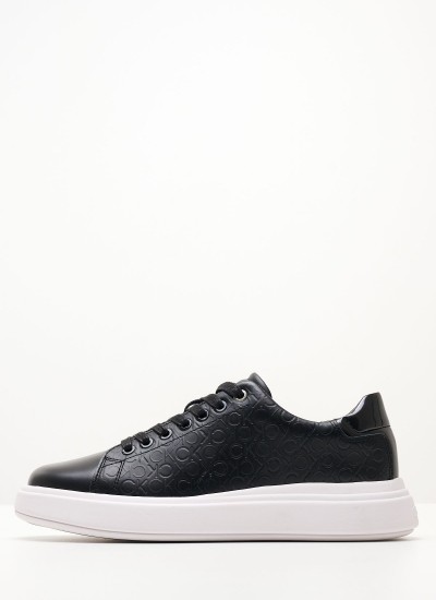 Women Casual Shoes Raised.Cupsole Black Leather Calvin Klein