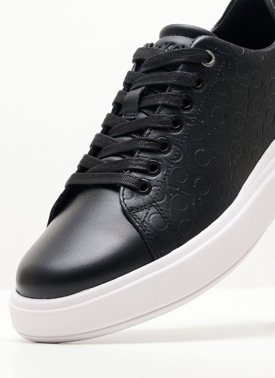 Women Casual Shoes Raised.Cupsole Black Leather Calvin Klein