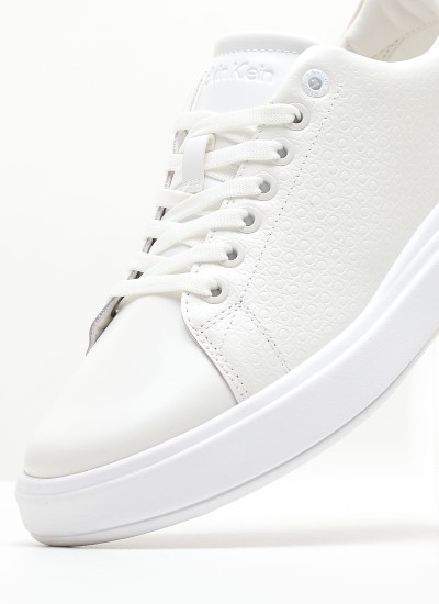 Women Casual Shoes Raised.Nano White Leather Calvin Klein