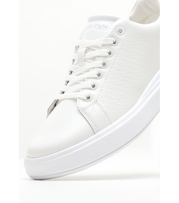 Women Casual Shoes Raised.Nano White Leather Calvin Klein