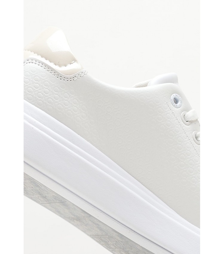 Women Casual Shoes Raised.Nano White Leather Calvin Klein