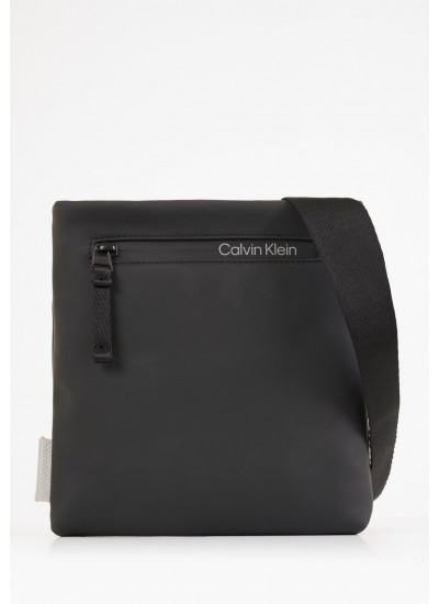 Men Bags Rubberized.Flatpack Black ECOleather Calvin Klein