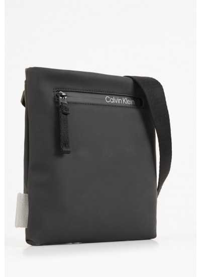 Men Bags Rubberized.Flatpack Black ECOleather Calvin Klein