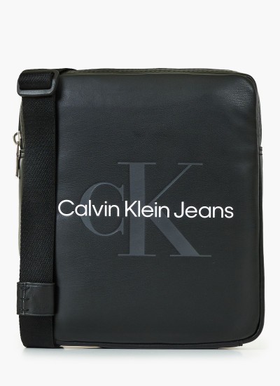 Ανδρικά Κασκόλ Dark.Jacquard Μαύρο Μαλλί Calvin Klein