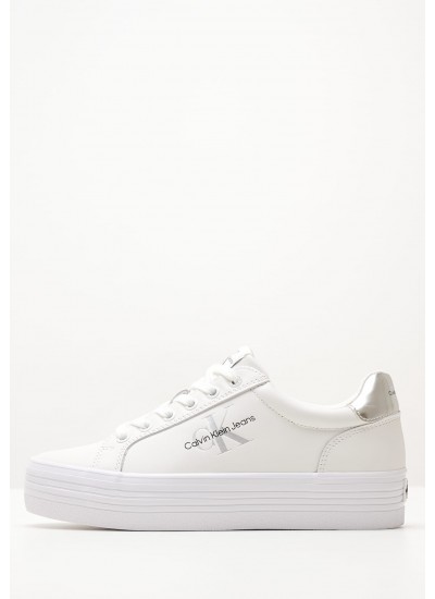Γυναικεία Παπούτσια Casual Vulc.Laceup Άσπρο Δέρμα Calvin Klein