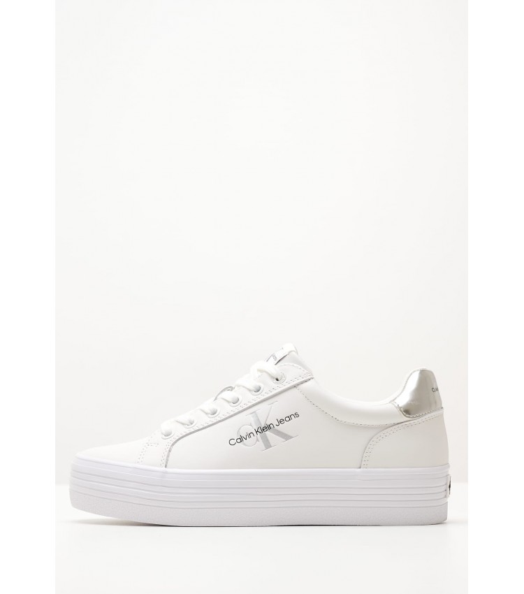 Γυναικεία Παπούτσια Casual Vulc.Laceup Άσπρο Δέρμα Calvin Klein