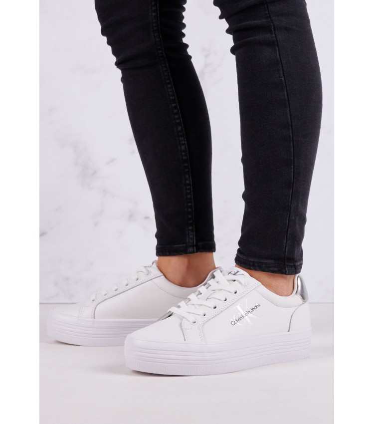 Γυναικεία Παπούτσια Casual Vulc.Laceup Άσπρο Δέρμα Calvin Klein