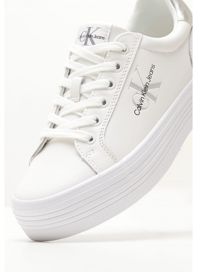 Γυναικεία Παπούτσια Casual Vulc.Laceup Άσπρο Δέρμα Calvin Klein
