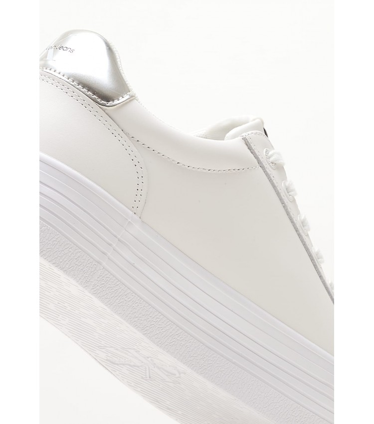 Γυναικεία Παπούτσια Casual Vulc.Laceup Άσπρο Δέρμα Calvin Klein
