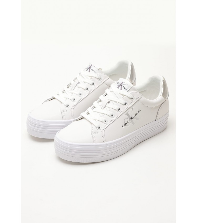 Γυναικεία Παπούτσια Casual Vulc.Laceup Άσπρο Δέρμα Calvin Klein