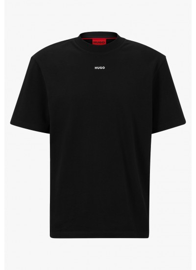 Men T-Shirts Dapolino Black Cotton Hugo