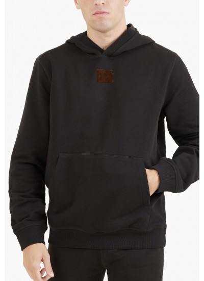 Ανδρικά Φούτερ Tech.Hoodie Μαύρο Βαμβάκι Guess