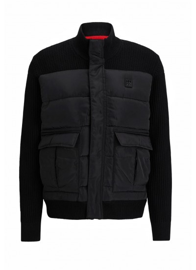 Men Jackets thin Sibor Black Cotton Hugo