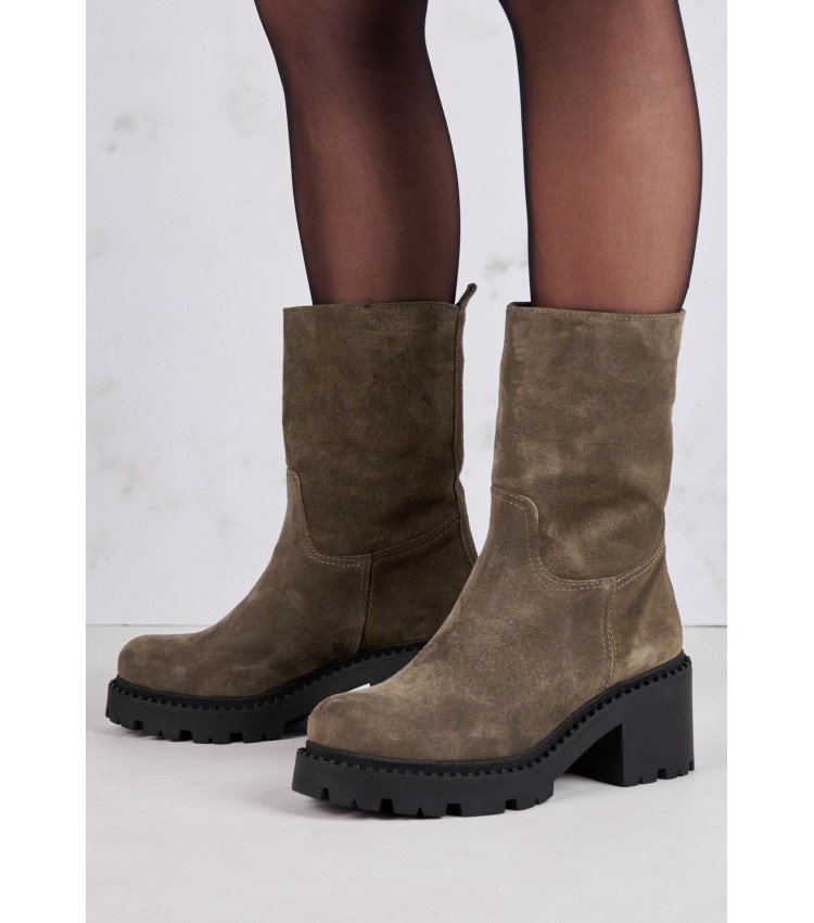 Women Boots 440.K Olive Buckskin Mortoglou