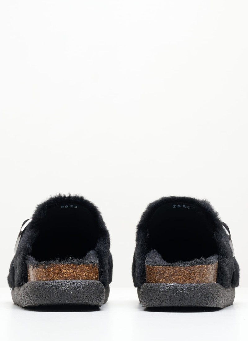 Women Sleepers Ivy.Buckle Black Eco Fur mortoglou.gr eshop