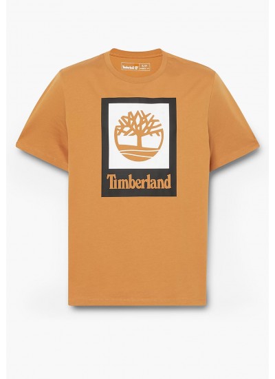 Men T-Shirts A5QS2 Yellow Cotton Timberland