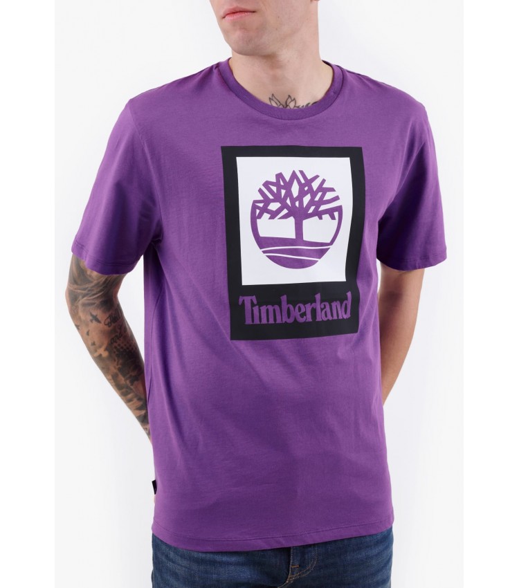 Men T-Shirts A5QS2 Purple Cotton Timberland