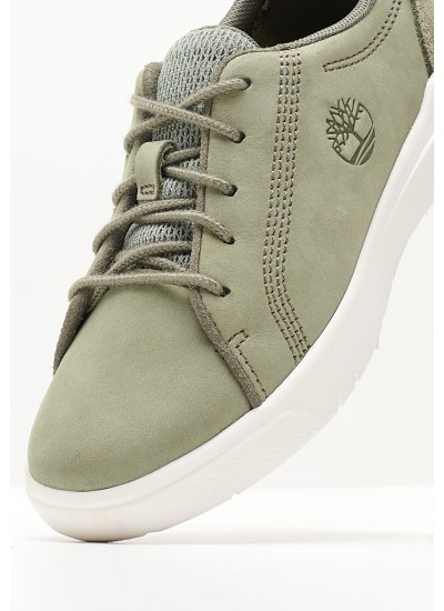 Kids Casual Shoes A5T2D Green Nubuck Leather Timberland