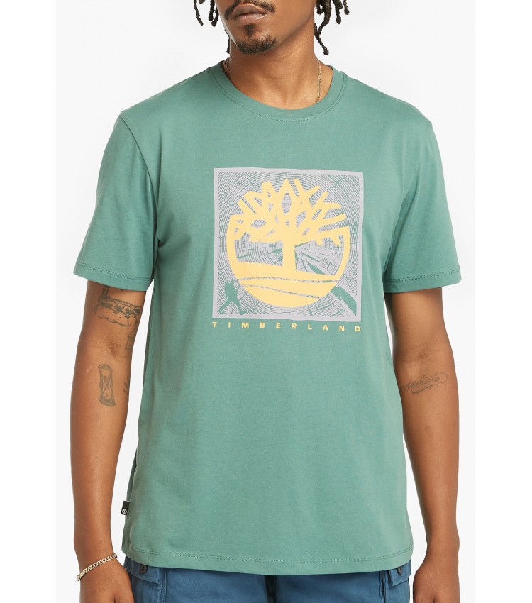 Men T-Shirts A5UDB Green Cotton Timberland