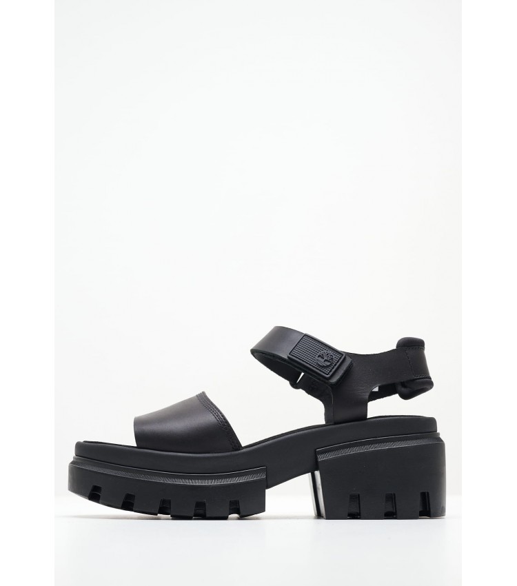 Women Sandals A5UKZ Black Leather Timberland