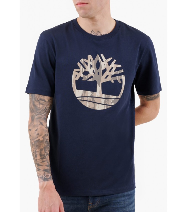 Men T-Shirts A5UP3 DarkBlue Cotton Timberland