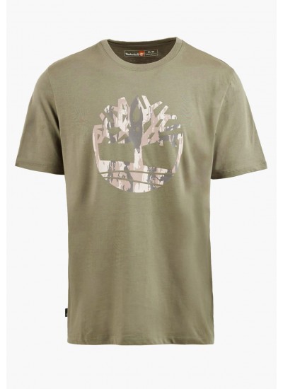 Men T-Shirts A5UP3 Olive Cotton Timberland