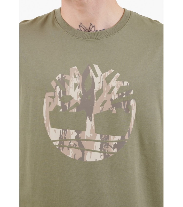 Men T-Shirts A5UP3 Olive Cotton Timberland
