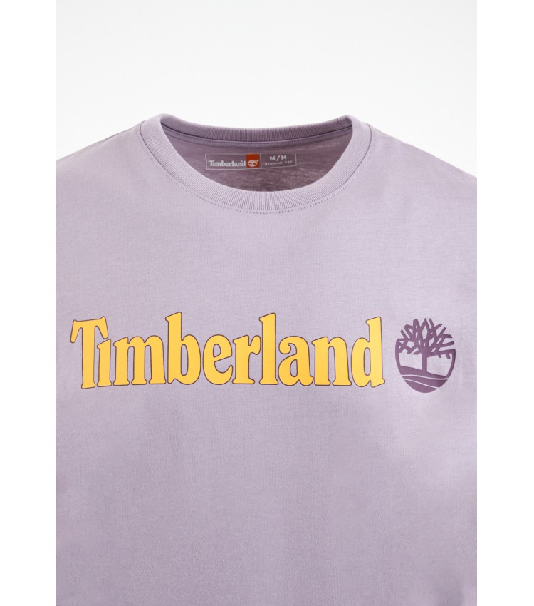 Men T-Shirts A5UPQ Purple Cotton Timberland