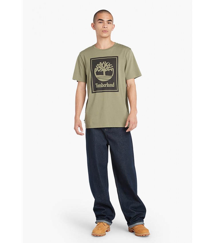 Men T-Shirts A5WQQ Olive Cotton Timberland
