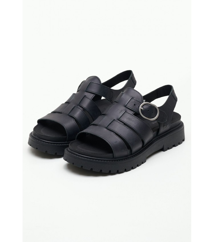 Women Sandals A635V Black Leather Timberland