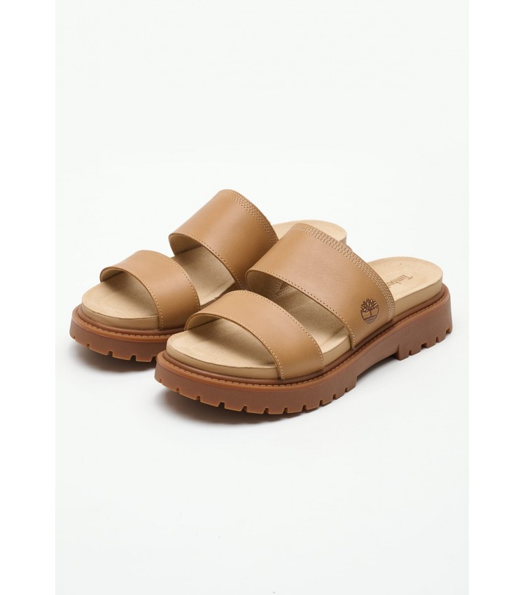 Women Sandals A63P4 Beige Leather Timberland