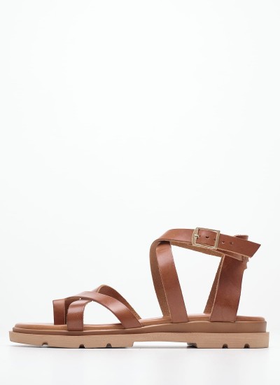 Γυναικεία Flats 2125.117134 Λαδί Δέρμα MF