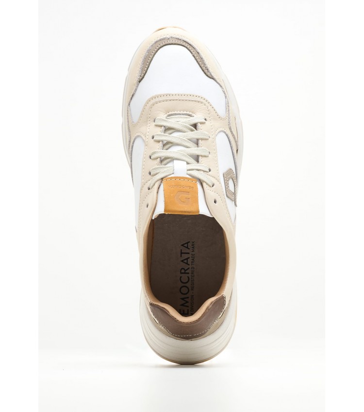 Men Casual Shoes 336101 Beige Leather Mortoglou