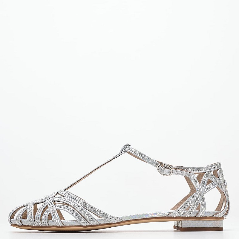 Γυναικεία Flats Τ.5165 Ασημί ECOleather Mortoglou