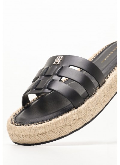 Women Flats Authentic.Flat Black Leather Tommy Hilfiger