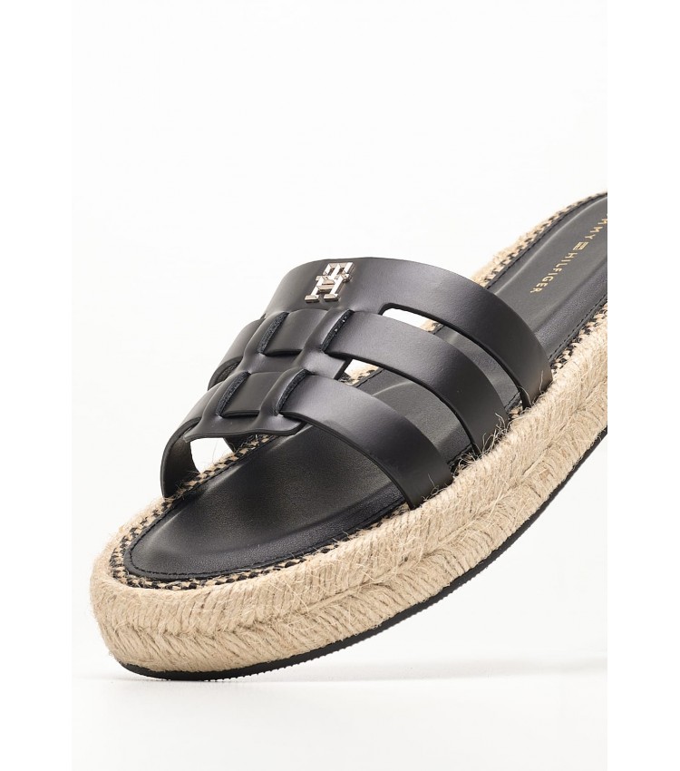 Women Flats Authentic.Flat Black Leather Tommy Hilfiger