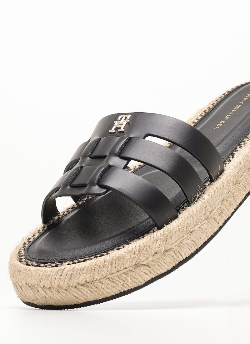 Women Flats from the Tommy Hilfiger brand Authentic.Flat Black Leather mortoglou.gr eshop